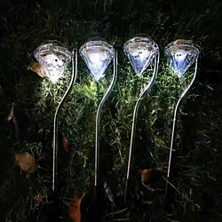 Luz LED Solar de diamante, enchufe de tierra, luces de paisaje de césped, camino de jardín al aire libre, decoración del día de Navidad, CC de 1,2 V