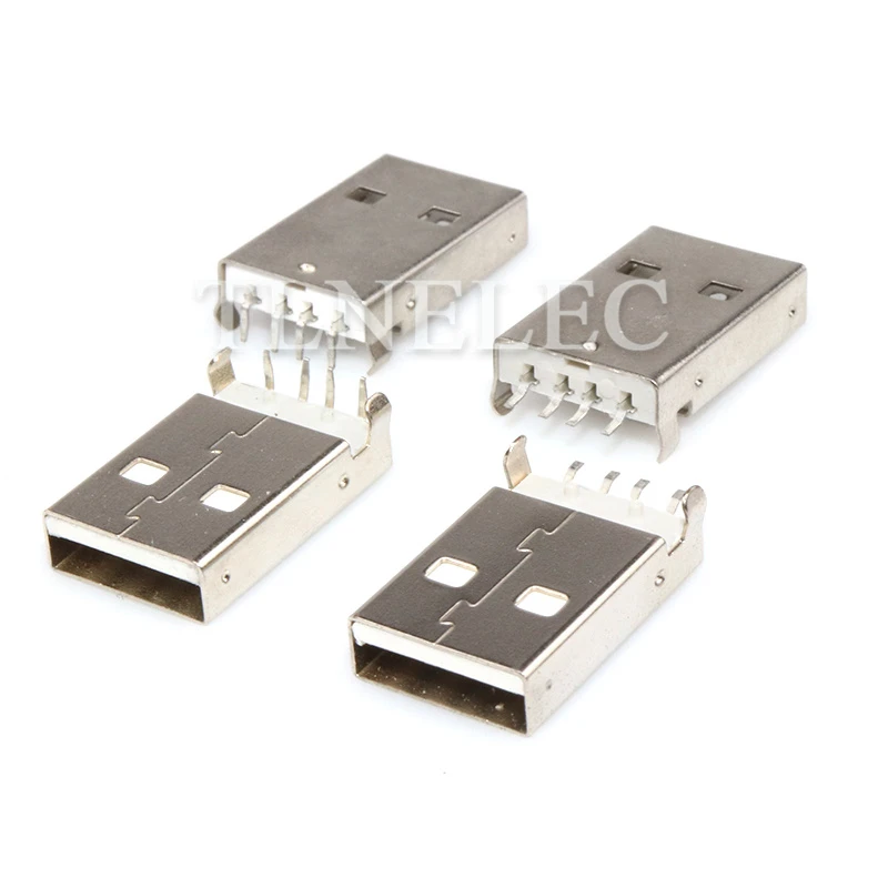 5 pces usb 2.0 tipo um cabo de dados conector de carregamento interface 90 graus 180 graus fêmea masculino solda soquete