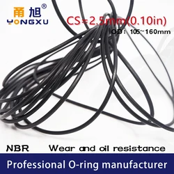 Black NBR Sealing O-Ring 2.5mm Thickness OD105/110/120/145/160*2.5mm O Rings Seal Rubber Gaskets Rings Oil Resistance Washer