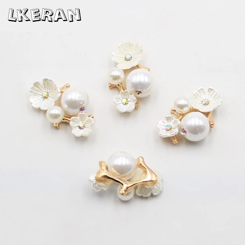 10Pcs 26*16mm Flower Resin Metal Snap Buttons Rhinestones Flat Brooch For Clothing ​Jewelry Decoration Accessories Craft Supplie