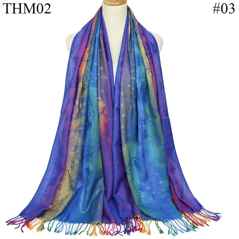 Colorful Flowers Jacquard Winter Cotton Scarf Lady Design Warm Wrap Pashmina Scarves Women Shawl Female Bohemia Foulard Hijab