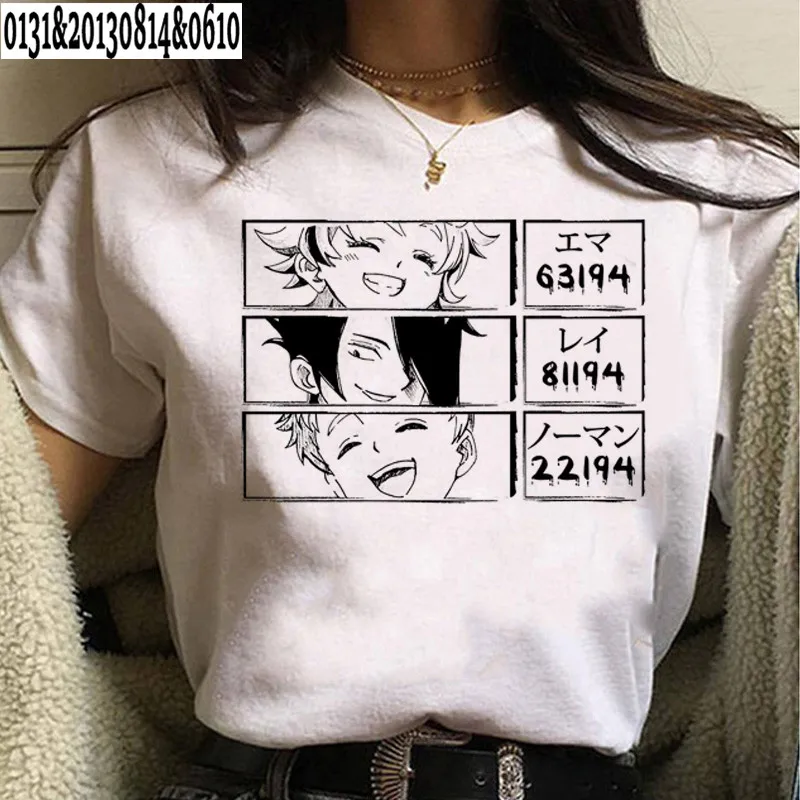 

2021 Janpanese Anime The Promised Neverland T Shirt Woman Summer Tops New Cartoon Emma Norman Ray Graphic Tees Unisex T-shirt