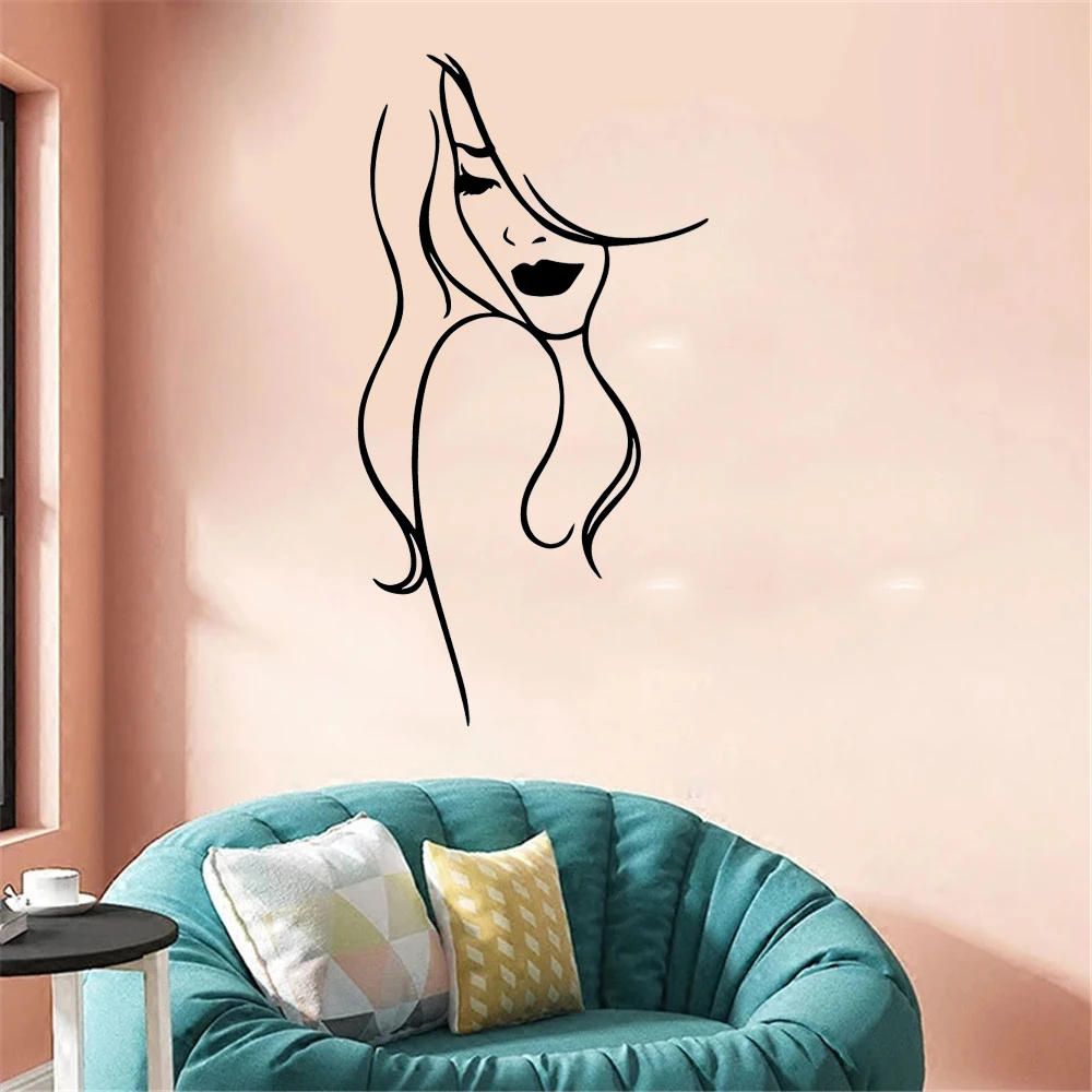 Calcomanía de vinilo autoadhesiva para mujer, calcomanía de arte de pared impermeable para decoración del hogar, sala de estar, dormitorio, extraíble