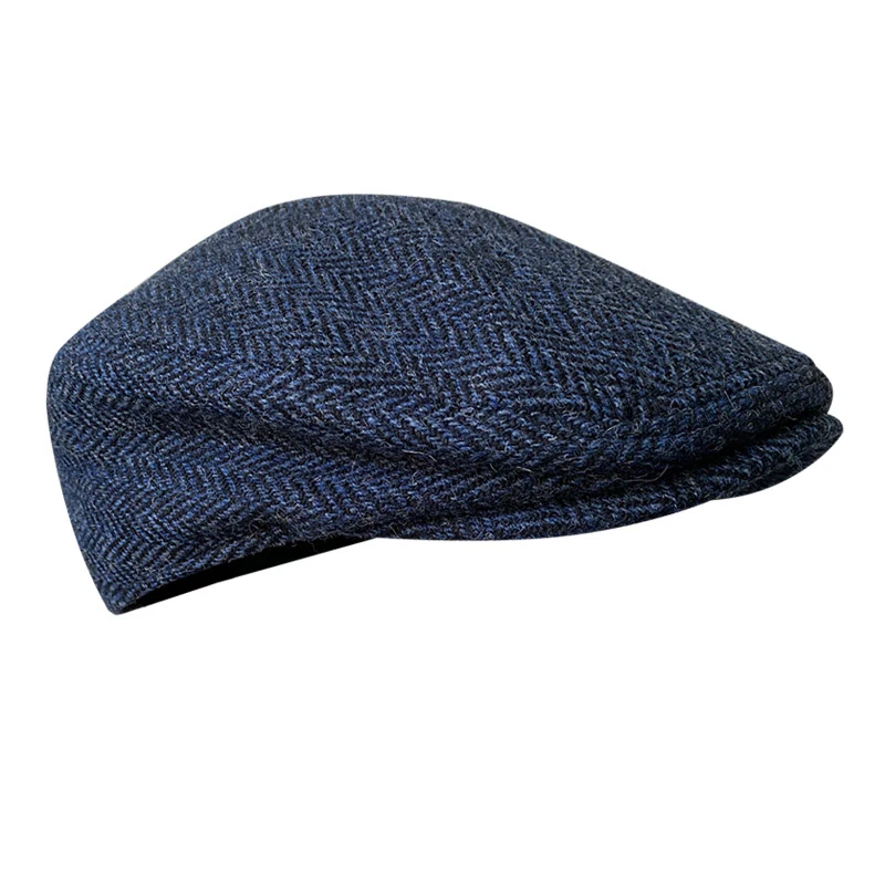 Pure Wool Men\'s Berets Winter High Quality Wool Newsboy Hats Herringbone Octagon Cap Blue Men Women Gatsby Flat Hat BLM383