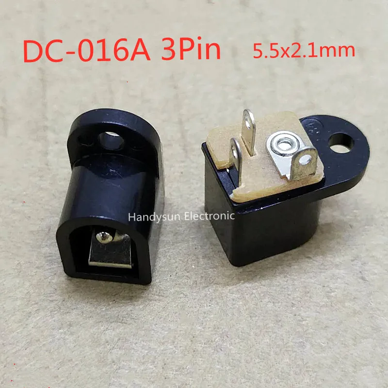 DC-016A DC Ổ Cắm 5.5X2.1Mm 1 Tai Cố Định Ổ Cắm 3Pin Giao Tiếp Nguồn Nữ Đế Bảng Điều Khiển Gắn Cổng Kết Nối bộ Chuyển Đổi