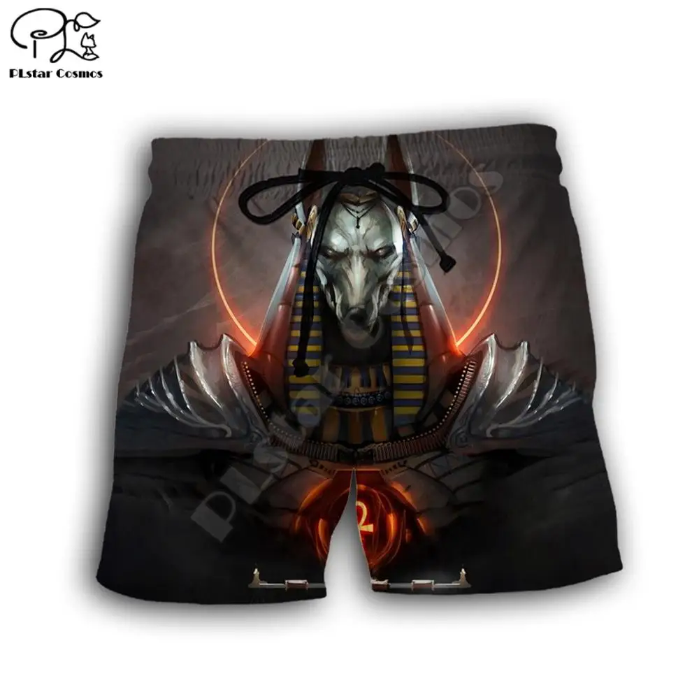 PLstar CosmosHorus Ancient Horus Egyptian God Eye of Egypt Pharaoh Anubis face 3dPrint Summer Short pants Shorts Men/Women S-1