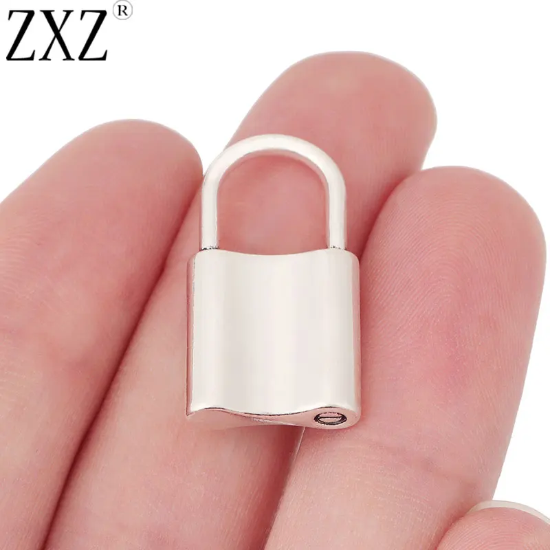 ZXZ 10pcs Tibetan Silver Lock Padlock Charms Pendants for Necklace Jewelry Making Accessories 26x14mm