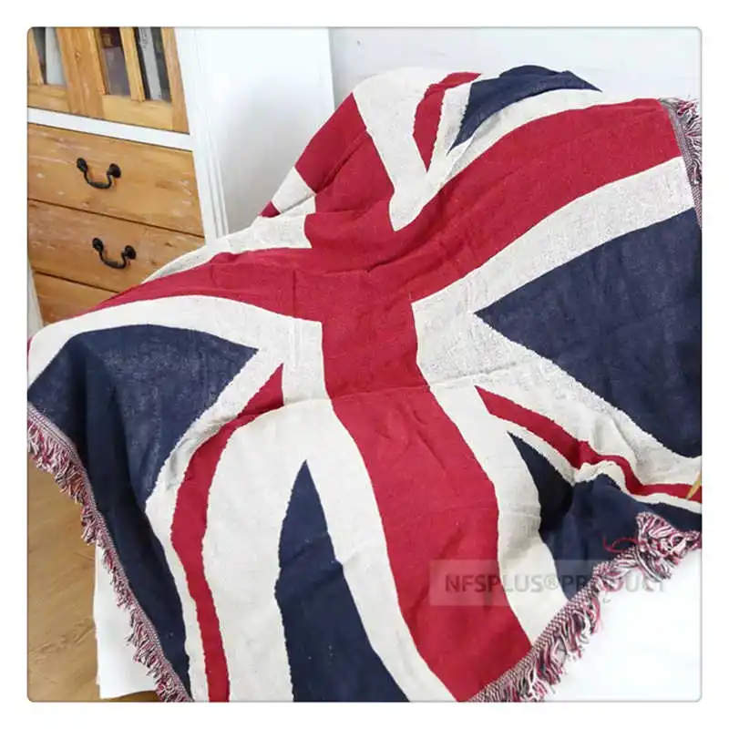 Knitted Throws Sofa Blanket 130x180cm British Flag Design Couch Chair Table Cover Floor Carpet Bed spread Warm Quilt Home Decor