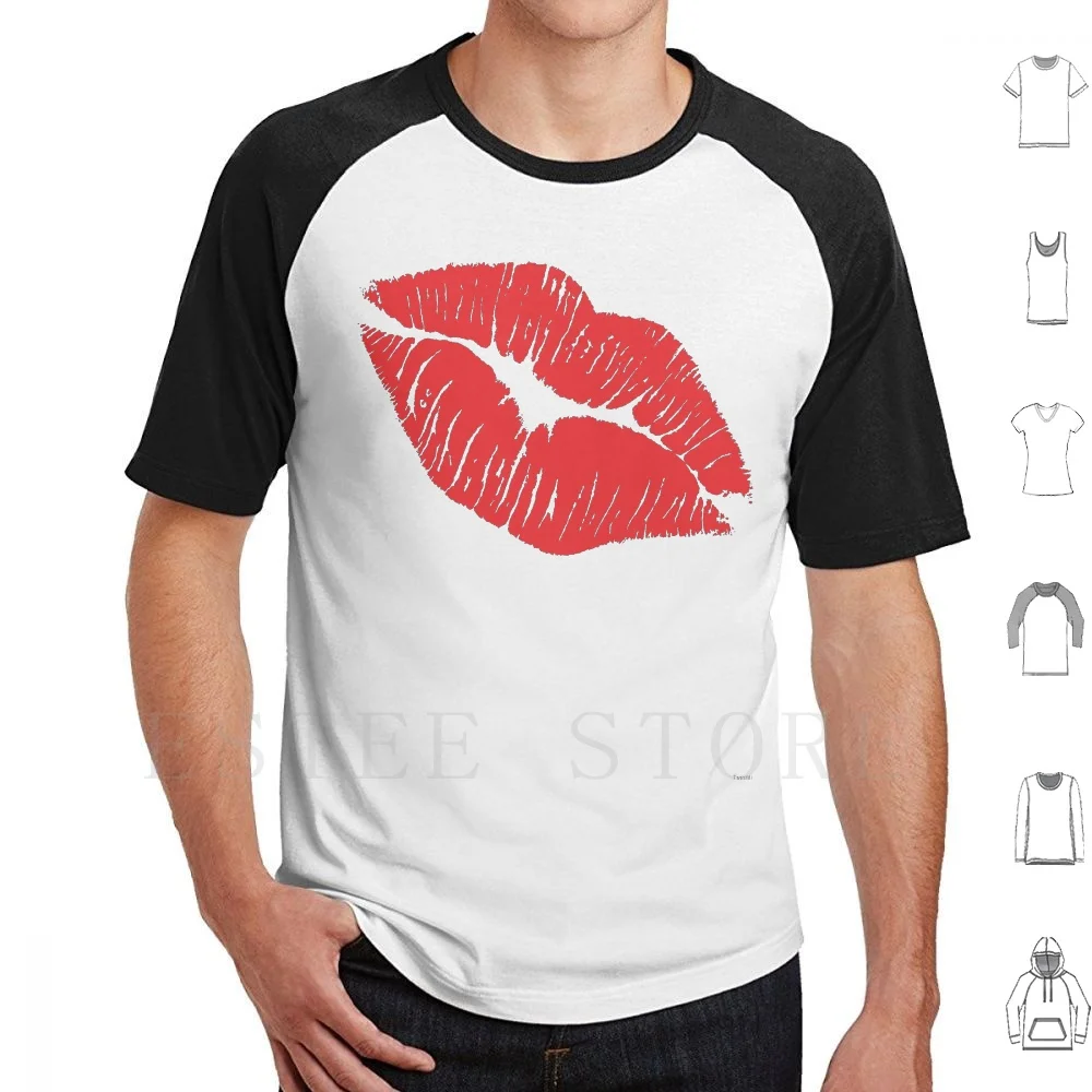 Beijando lábios vermelhos da paixão t camisa de algodão dos homens diy impressão lábios arte lábios blusa lábios das mulheres sexy beijo lábios amor p