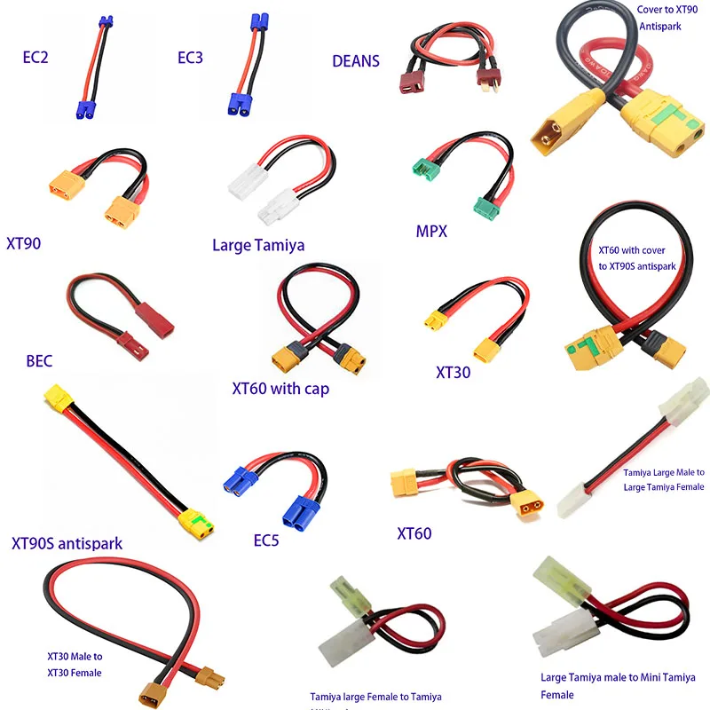 

Кабель-удлинитель XT30 XT60 XT90 XT90S EC2 EC3 EC5 Tamiya MPX Deans JST штекер-гнездо 14awg 10/15 см для зарядного устройства для аккумулятора RC