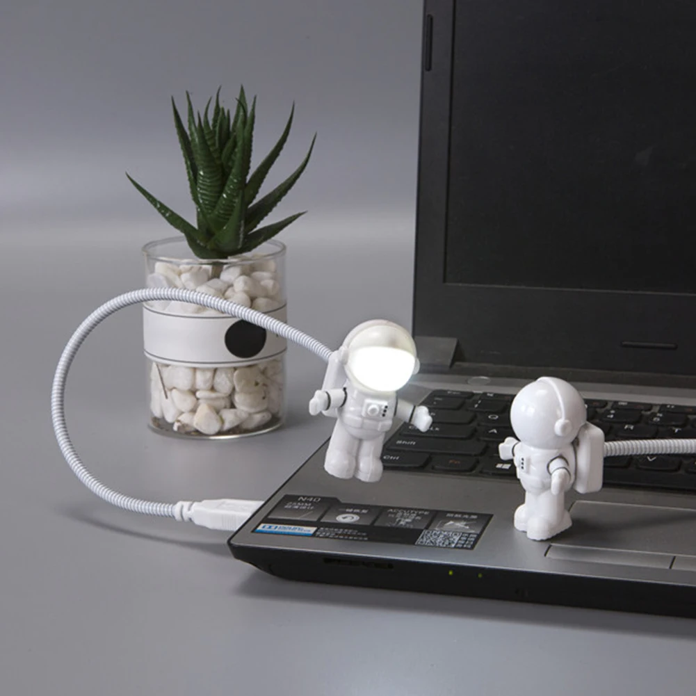 Mini Astronaut Night Light Creative LED Reading Lamp Flexible USB Tube Spaceman For Laptop PC Keyboard Notebook Table Desk Light