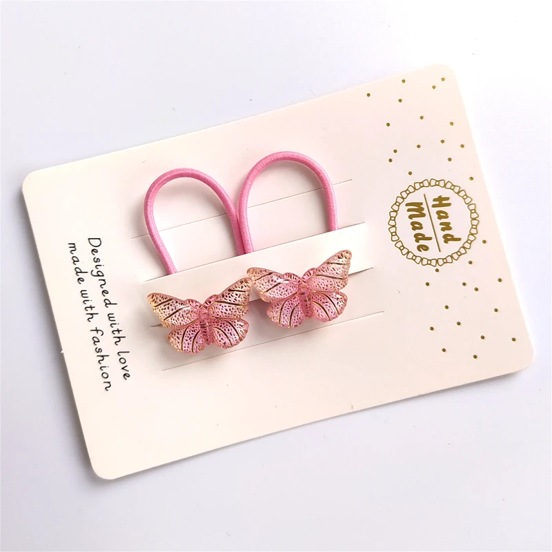 2PCS New Bronzing Butterfly Princess Lovely Headwear Kids Elastic Hair Bands Children Ropes Girls Accessories Baby Headdress