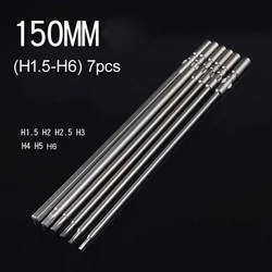 7PCS S2 Steel Magnetic 801 Electric 5mm Round Shank 150mm Length Hexagon Screwdriver Bit Set Hand Tool H1.5 H2 H2.5 H3 H4 H5 H6