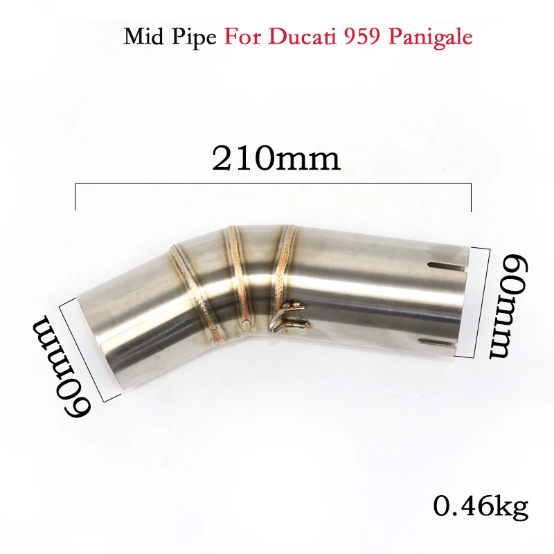 61mm Motorcycle Exhaust Pipe Middle Slip On Escape Original Catalyst Stainless Steel For Ducati 959 Panigale