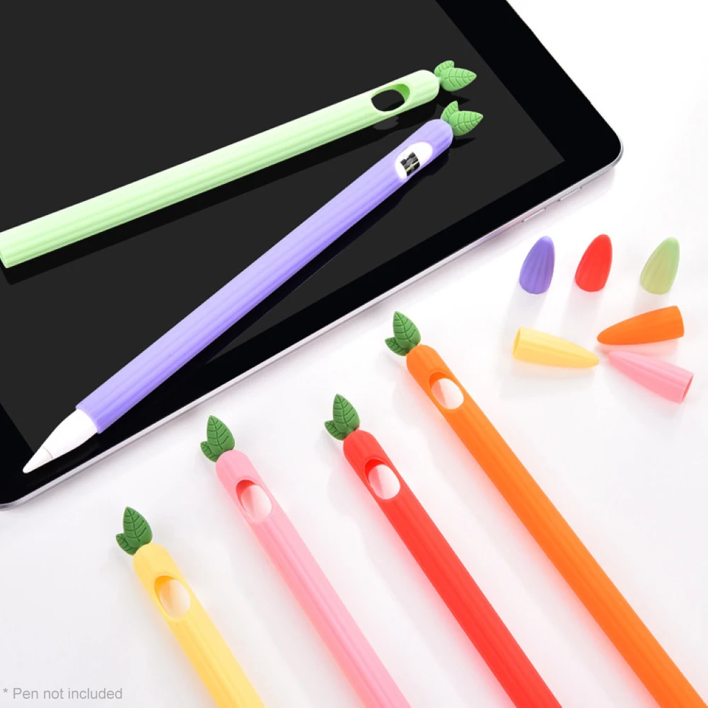 Cenoura Macia Silicone Para Apple Pencil 1 2 Caso Compatível Para iPad Tablet Touch Pen Stylus Capa Protetora Capa Casos
