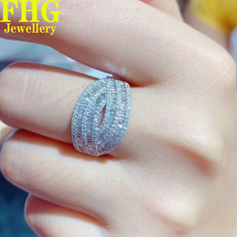 

9K Au375 White Gold Ring 1Carat Nature Diamond Ring Wedding Party Engagement Anniversary Fashion Elegant