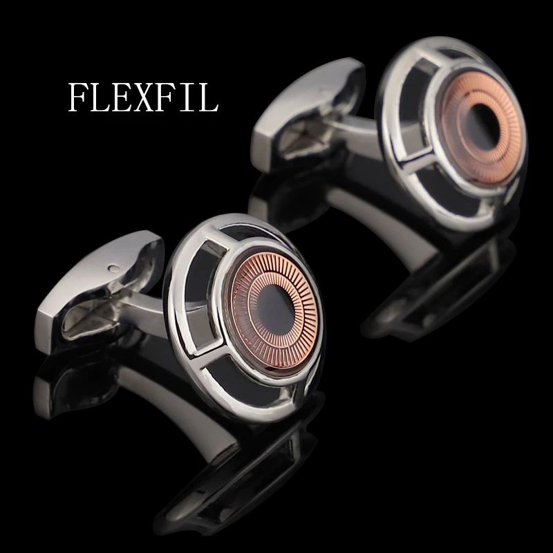 FLEXFIL Luxury shirt cufflinks for men's Brand cuff buttons cuff links gemelos High Quality round wedding abotoaduras Jewelry