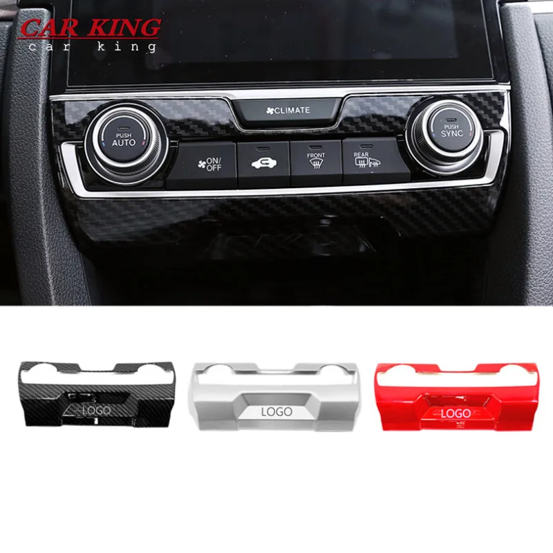 

Carbon fiber Car Air Conditioning Control Knob Panel Cover Trim For Honda Civic 10th 2016 2017 2018 2019 2020 2021 Accessories