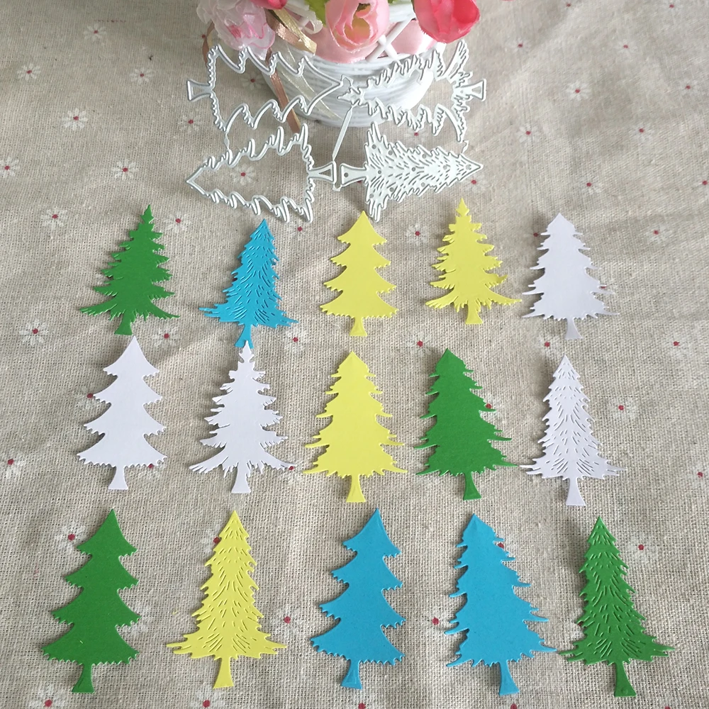 4 types of Christmas tree metal cutting molds, used for scrapbooking, photo album and photo frame decoration, card craft making