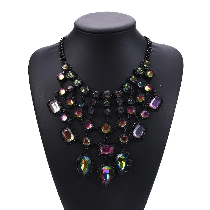 Bohemian Luxury Crystal Statement Necklace Pendants Vintage Large Choker Collier Bijoux Multicolor Big Brand Wedding Jewlery