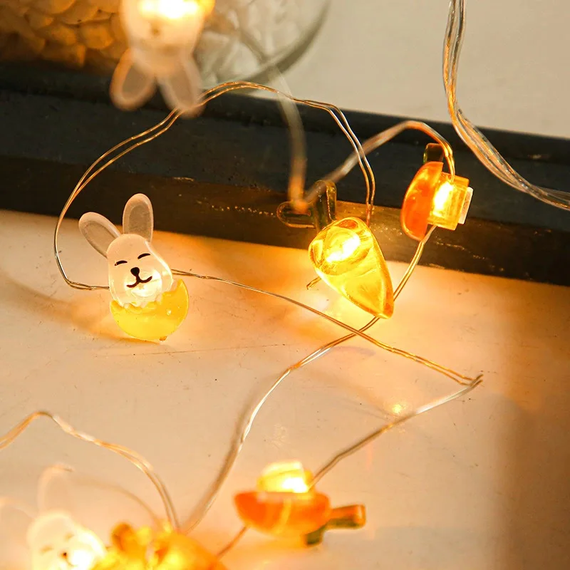 LED Dumb Bunny Carrot String Lights Easter Decoration Battery Box Copper Wire Lights Holiday Decoration String Lights