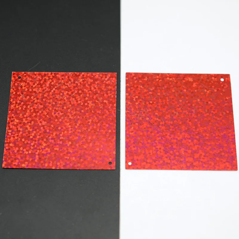 50pcs/lot 30/50mm Large PVC Square Sequins Flat Square Paillette Hologram Sequins Decoration Two Hole