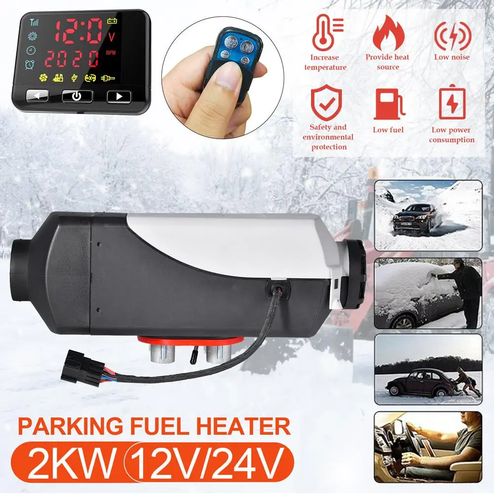 12V/24V ABS Car Heater 2KW Defroster Heater Low Noise CE Auxiliary With LCD Display Remote Control