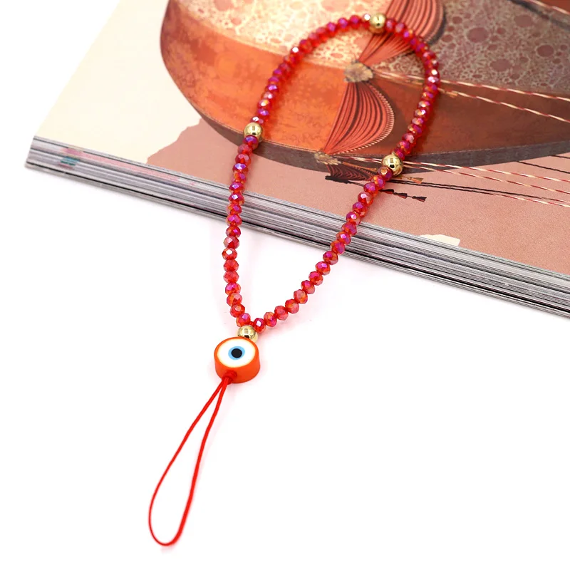 Neue Mode Schmuck Telefon Kette Zubehör Bunte Kristall Evil Eye Charm Lanyard Gurt – Detail 13