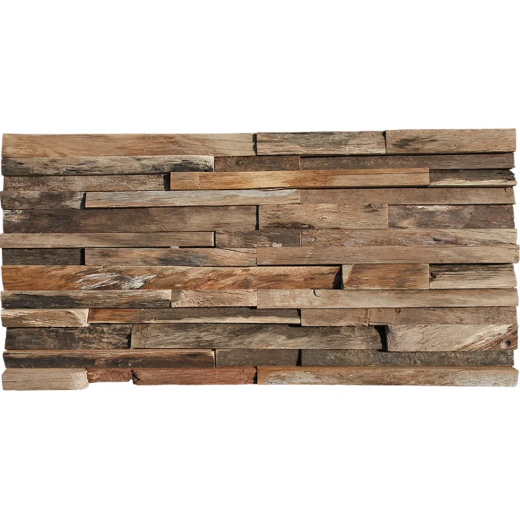 6 PCS Brick Interlocking Ancient Old Boat Wood Tile 3D Pattern Panel Wooden Mosaic Wall Tiles Backsplash DQ014