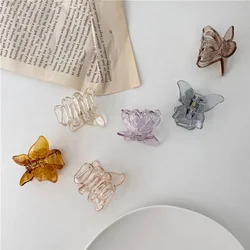 7 Colors Mini Butterfly Hair Claw Crab Clips Headwear,1PC Korean style Women Girls Fashion Transparent Butterfly Hair Claw