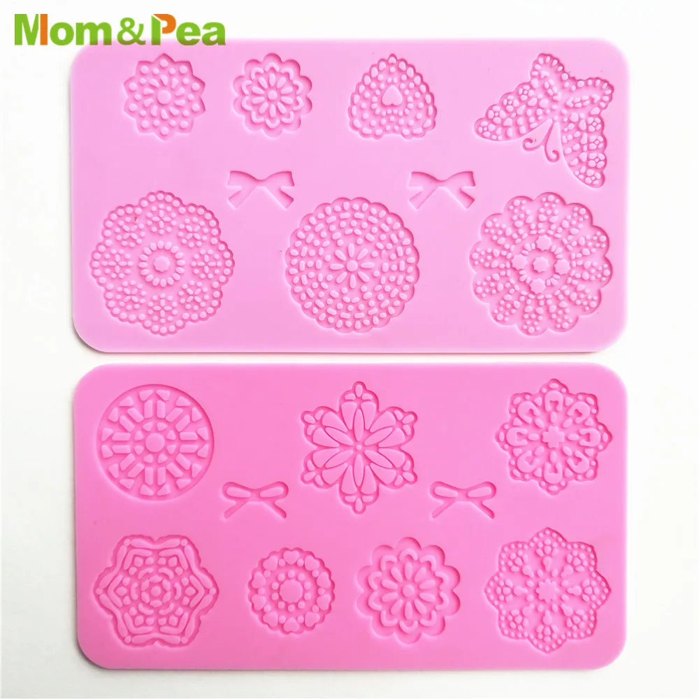 KCL542 Butterfly Flower Lace Pad Silicone Mold Sugar Paste Fondant Cake Decoration 3D Mould