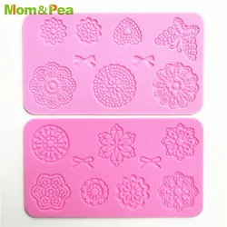 KCL542 Butterfly Flower Lace Pad Silicone Mold Sugar Paste Fondant Cake Decoration 3D Mould