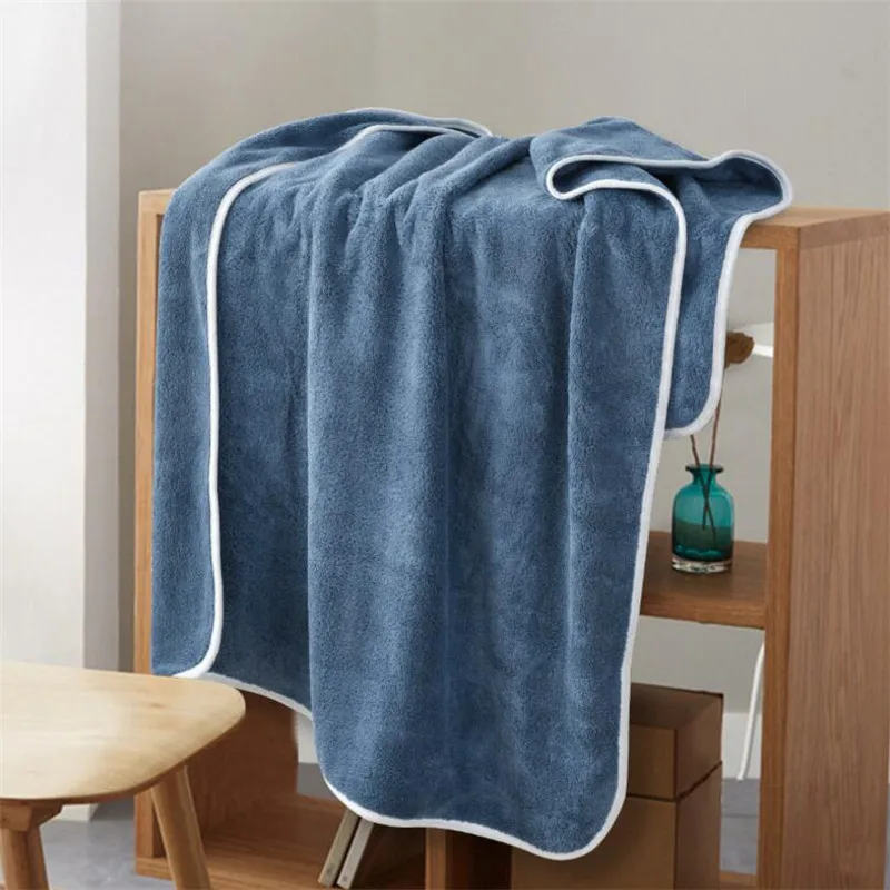 

Super thick plain hotel bath towel with binding super large 80*150cm 90*160cm adult microfiber bath towel