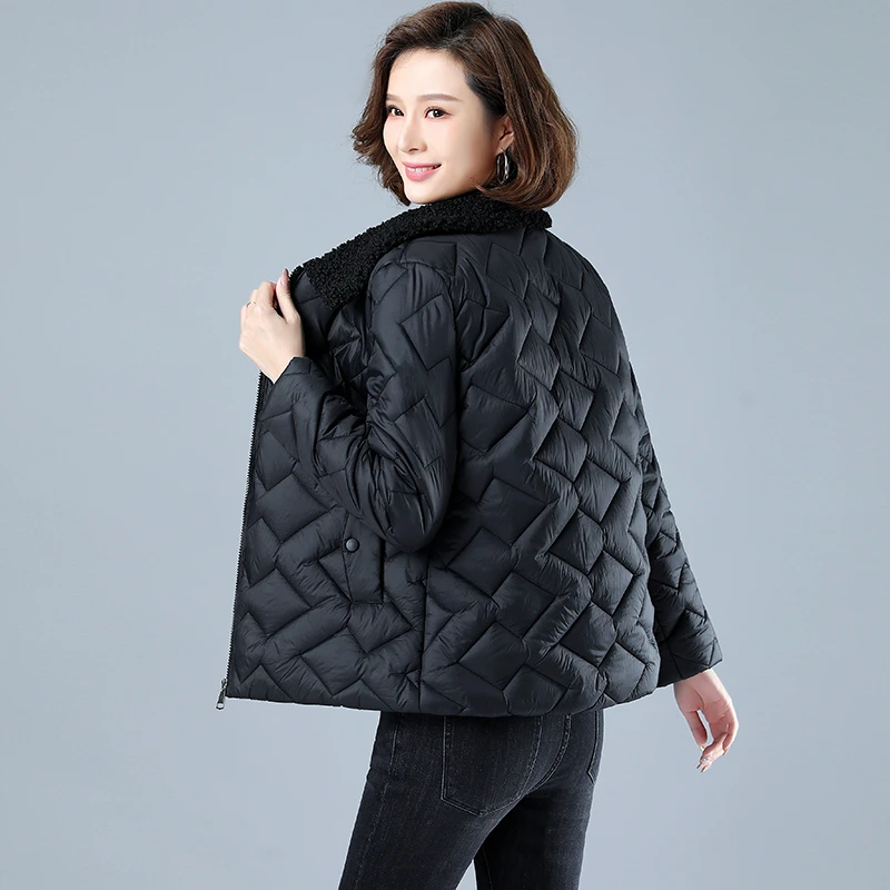 Women Lightweight Cotton Padded Parkas Short Jacket Casual Mom\'s Coat Autumn And Winter cotton Outwear