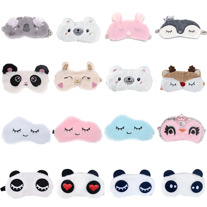 Panda Eye Mask Women Plush Animal Mouse Bear Eye Cover Cute Plush Eye Mask Girl Toy Suitable For Travel Home Party Eyeshade 1pc