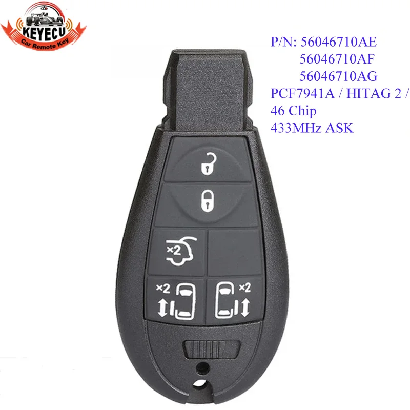 Remote Fobik Control Car Key 2 3 5 Buttons 433MHz ID46 Chip For Chrysler Grand Voyager 300C 2009 2010 2011 2012 2013 56046715AD