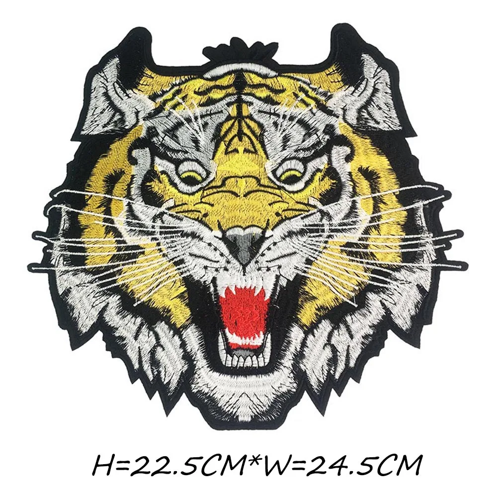 Vendita calda! Patch di T-Shirt ricamate animali Lion Tiger per casco moda per la schiena intera di giacche Patch per motociclista