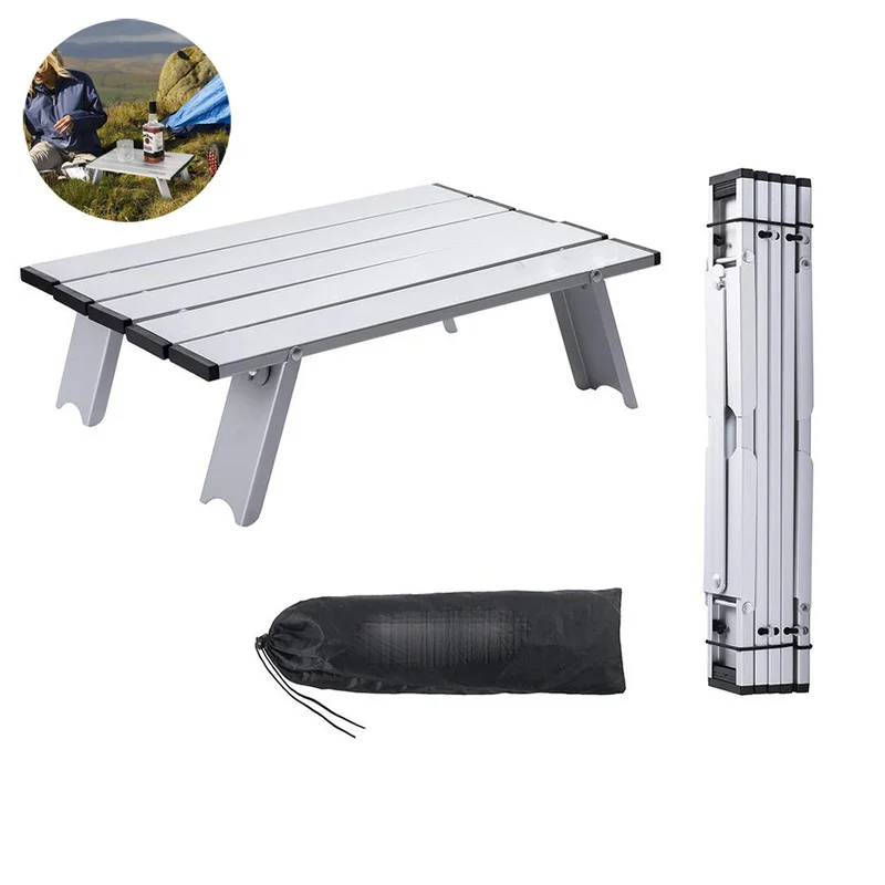 Potable Small Metal Mini Rolling Aluminium Folding Camping Table Foldable Camping Writing Desk Tables Lightweight Picnic Table