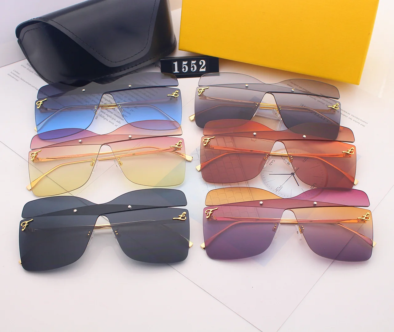 

Gradient Color Rimless Luxury Sunglasses Personality Big Sunglasses Outdoor Eyeglasses