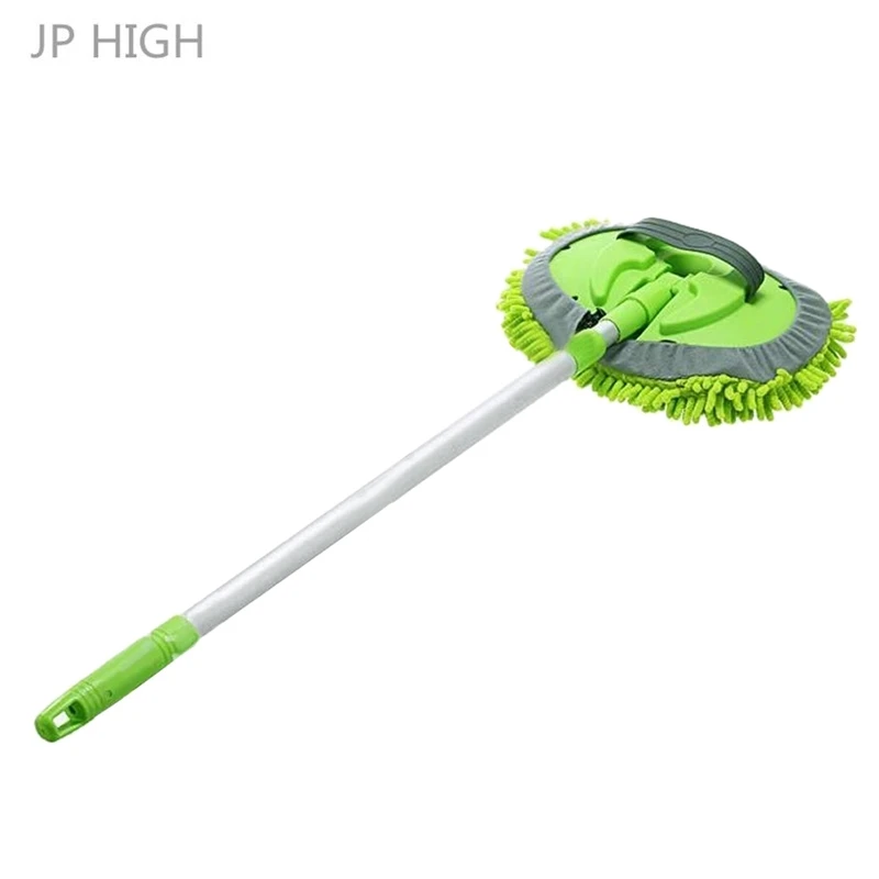 

2 in 1 Car Wash Mop Mitt with Long Handle, Chenille Microfiber Car Wash Dust Brush Extension Pole 24-46In, Scratch Cleaning Tool