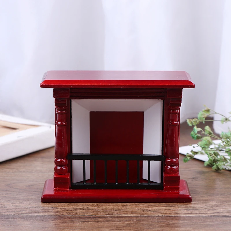 Dolls house accessories 1/12 toys mini wood fireplace,Metal Rack with Firewood decoration miniature furniture