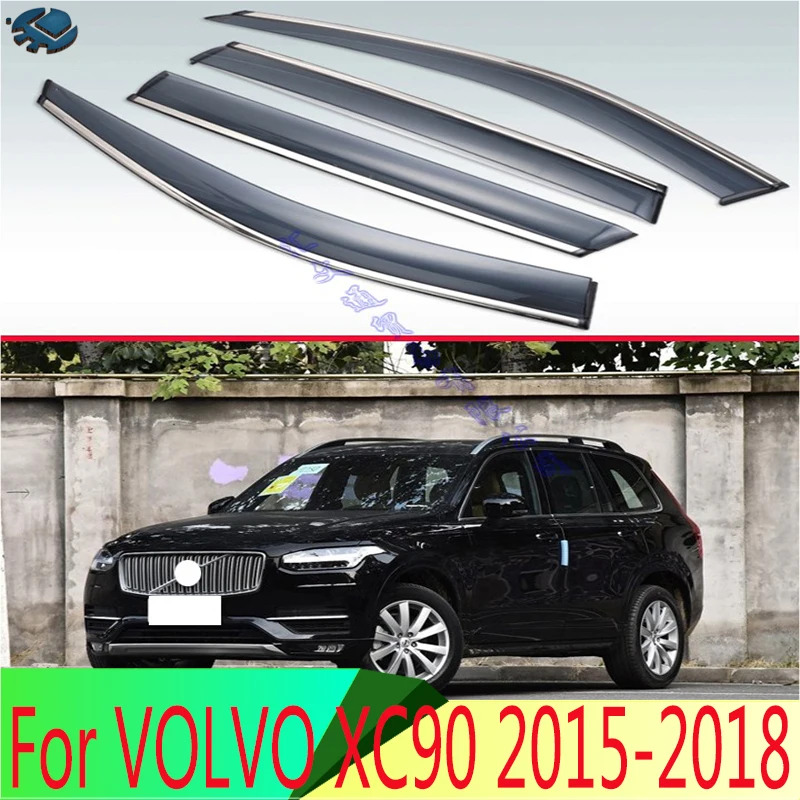 

For VOLVO XC90 2015-2018 Plastic Exterior Visor Vent Shades Window Sun Rain Guard Deflector 4pcs