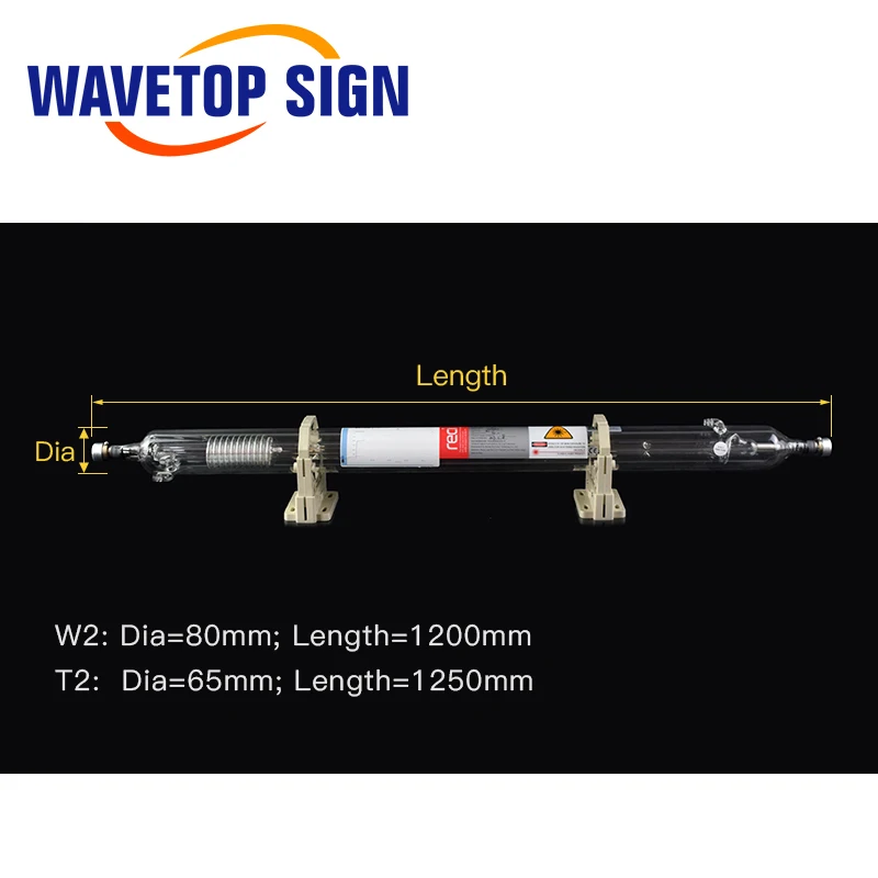 WaveTopSign Reci W2/T2 90W-100W Co2 Laser Tube Dia. 80mm/65mm Power Supply HY-DY10 80W for Co2 Laser Engraving Cutting Machine