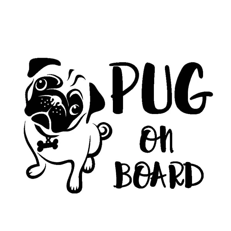 Funny PUG ON BOARD Cute Gog Styling Car Sticker Reflective Automobiles Motorcycles Exterior Accessories Vinyl Decal