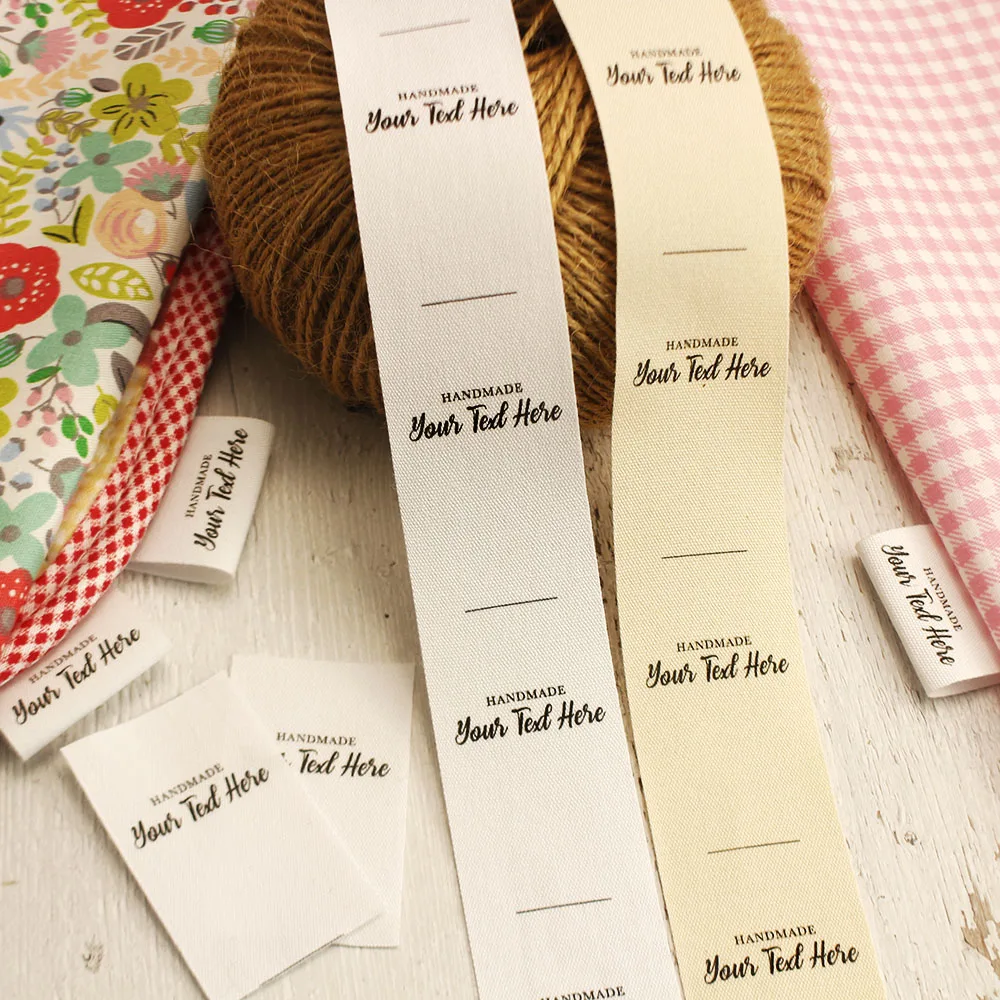 Handmade Cotton Label with Logo or Text, Sewing Accessories, Tags for Knitted Things, Custom,Personalizada, Gift Tags, 30x50mm