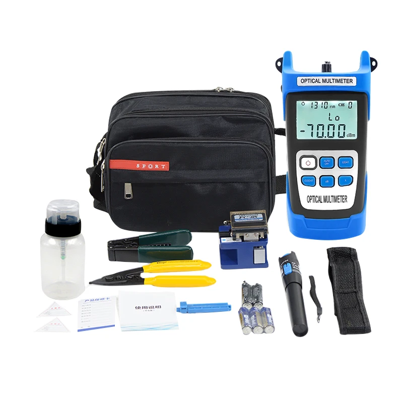 11 pcs Fiber Optic FTTH Tool Kit with SC FC ST Multimeter Test 10KM VFL FC-6S Fiber Cleaver Wire stripper CFS 2 Miller tool sets