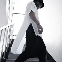Men's T-shirts Summer wear Korean version round collar front and back asymmetrical T-shirts medium length loose plus-size trend