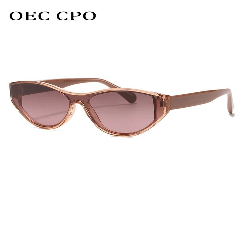 Oec cpo Mode kleine einteilige Sonnenbrille Frauen Vintage Cat Eye Sonnenbrille für weibliche Marke einzigartige Punk-Farben uv400 oculos