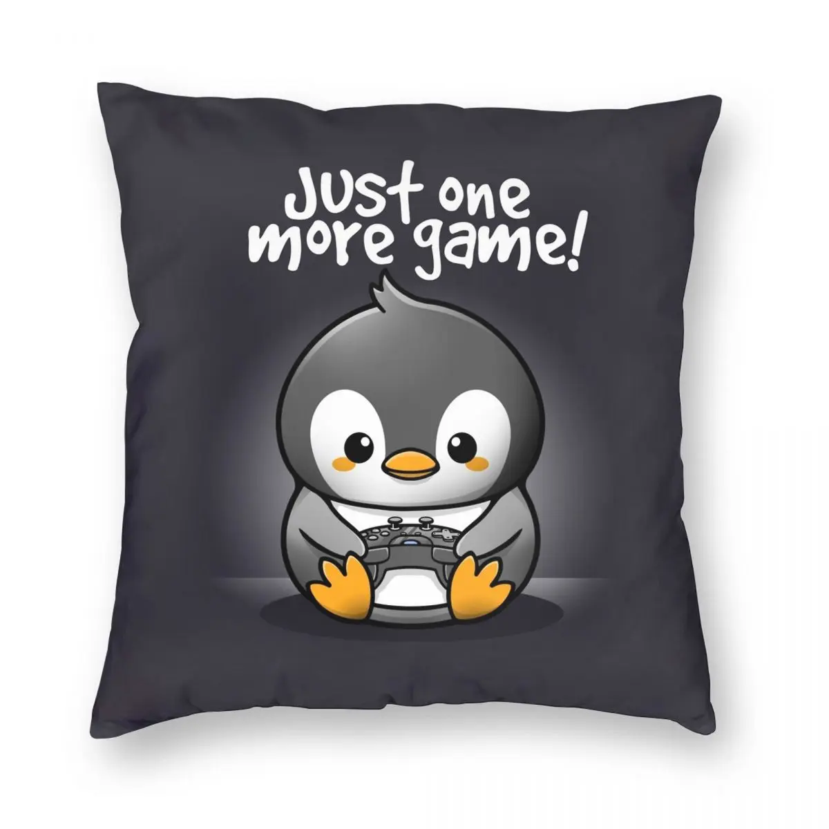 

Pengin Just One More Game Pillowcase Polyester Linen Velvet Creative Zip Decor Home Cushion Cover