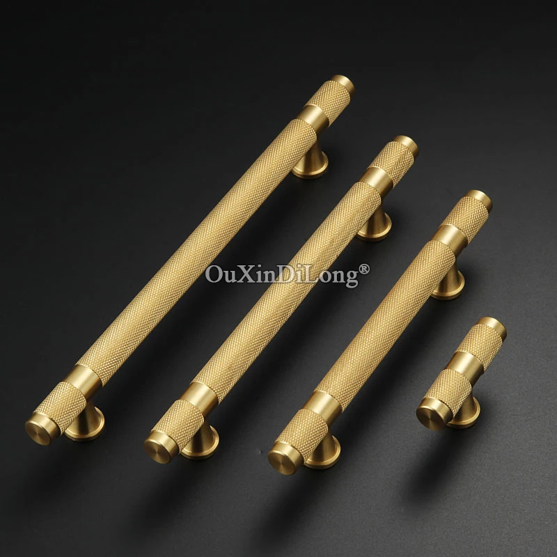 Top Luxury 10PCS Solid Brass Knurled Cabinet Door Handles&Knobs Cupboard Wardrobe Closet Drawer Kitchen TV Cabinet Pulls Handles